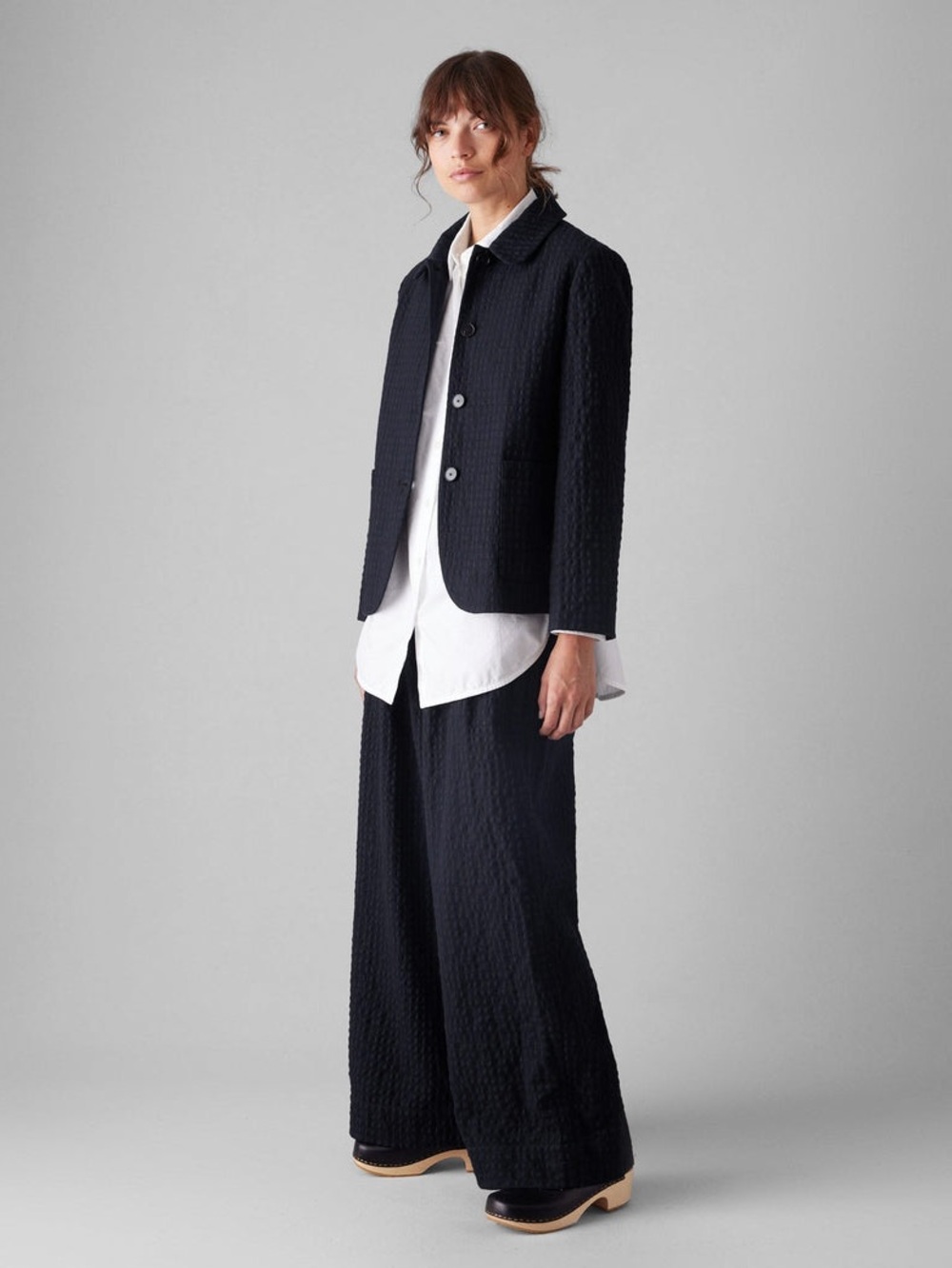 Toast Corinne Herringbone Wide Leg Trouser Pants Wool Cotton Size 6 NWT - Picture 2 of 10